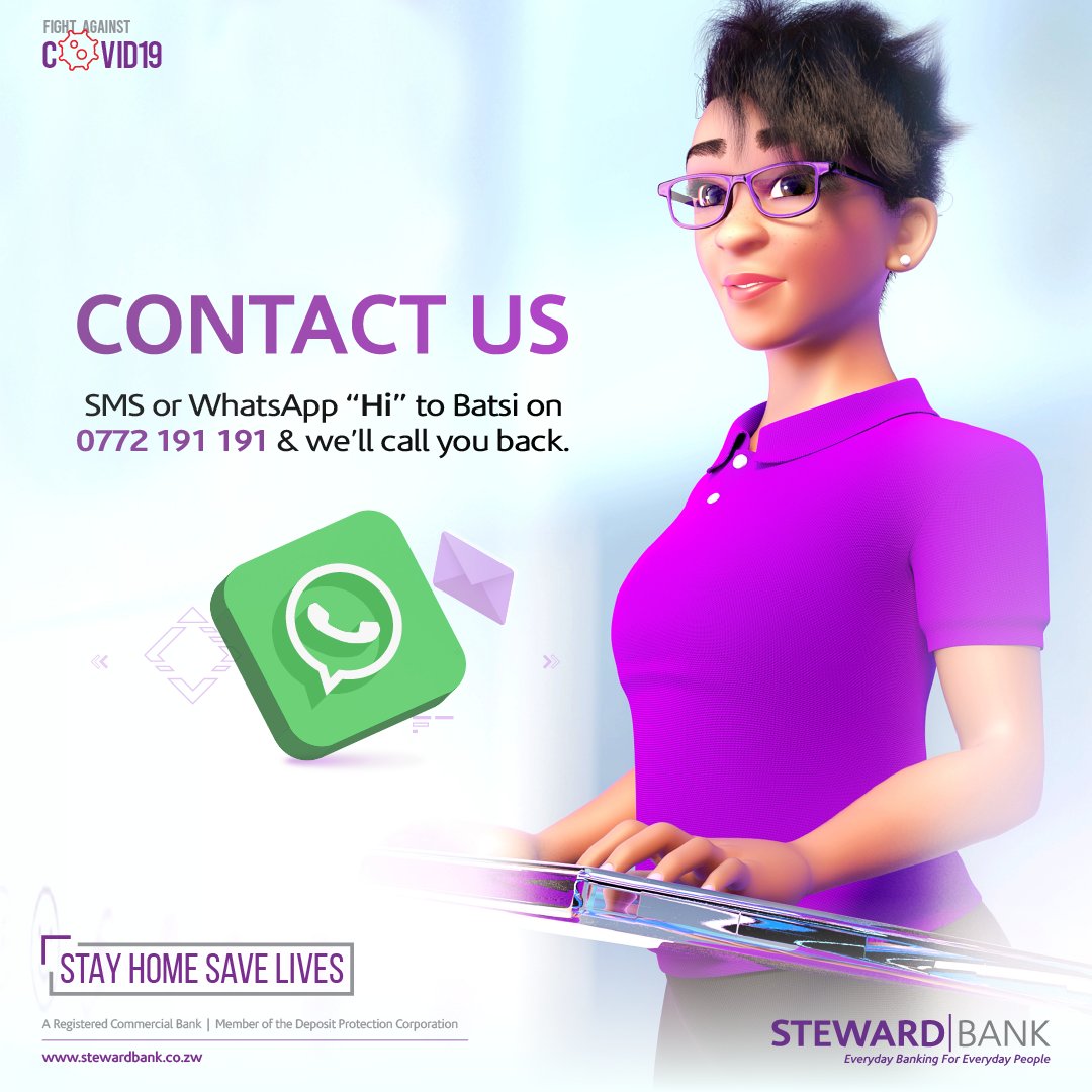 Steward Bank on Twitter "SMS or WhatsApp ''Hi'' to Batsi on 0772191191