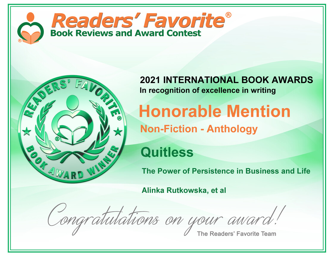 Congratulations co-authors of "Quitless" (amazon.com/dp/B08YXL6332), you are now not only USA Today and Wall Street Journal best-selling authors but also award-winners as well! #amwriting