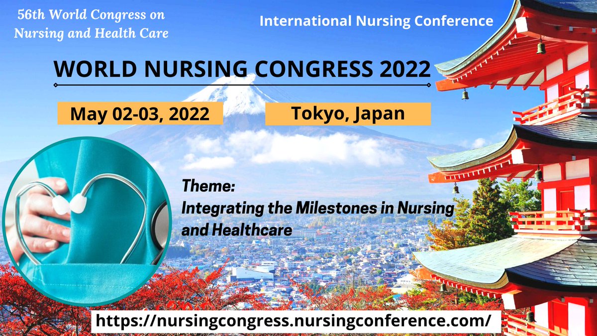 SamRoy61561732's tweet photo. #callforpaper We invite all the nursing professionals to submit your Abstract for the 56th World Congress on #Nursing and #Health Care on May 02-03, 2022 at Tokyo, #Japan. #WorldNursingCongress2022
#nurse #globalnursing #publichealth #Nursingconference2022 #conference2022 https://t.co/6ilzfH9dFb