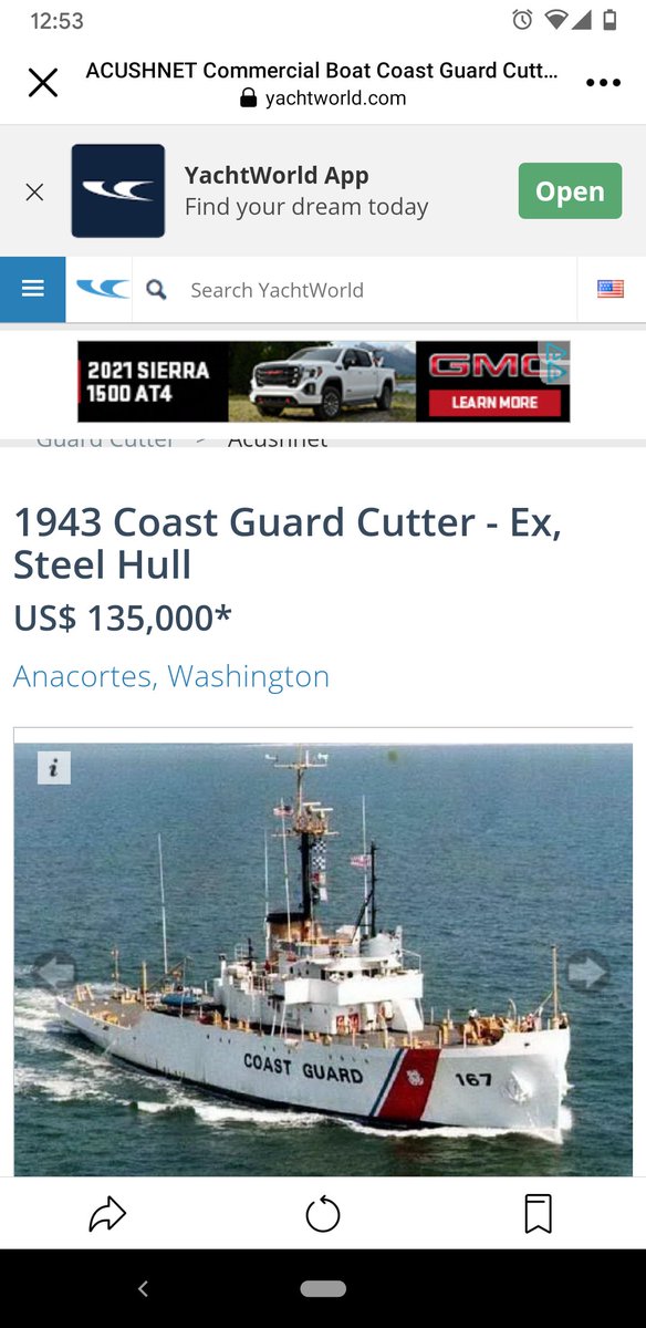 charlesborsos's tweet photo. Help me convince my girlfriend to buy this retired coast guard cutter. It has 13 toilets and showers, a theater and a hospital. All at a fraction of the price of a house in California. https://t.co/nmk1TGRTiI