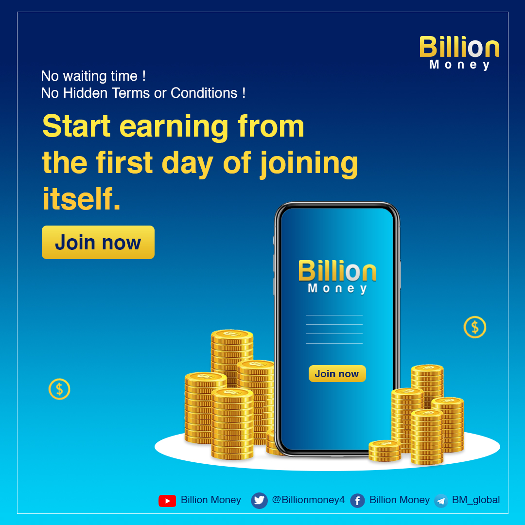 BillionMoney4's tweet photo. Huge opportunity to earn from the day of joining.
No hidden terms and conditions, no waiting time.

Join our telegram group Billion Money Global:
https://t.co/MkjHg1uyTA

#billionmoney #billionmoneyglobal #blockchain #passiveincome #financialfreedom #worldofmlm https://t.co/8PKvcqzUrs