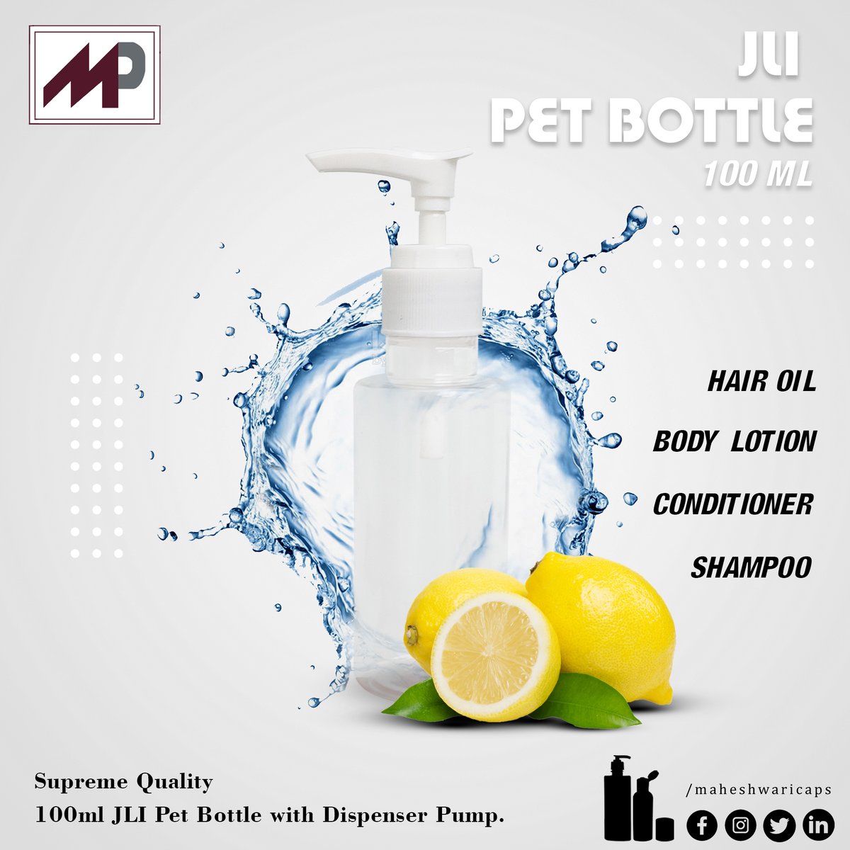 maheshwaricap's tweet photo. Supreme Quality 100ml JLI Pet Bottle with Dispenser Pump..🧴
#PetBottle #DispenserPump #Hdpe #newbusiness https://t.co/NQLJVlPtaW