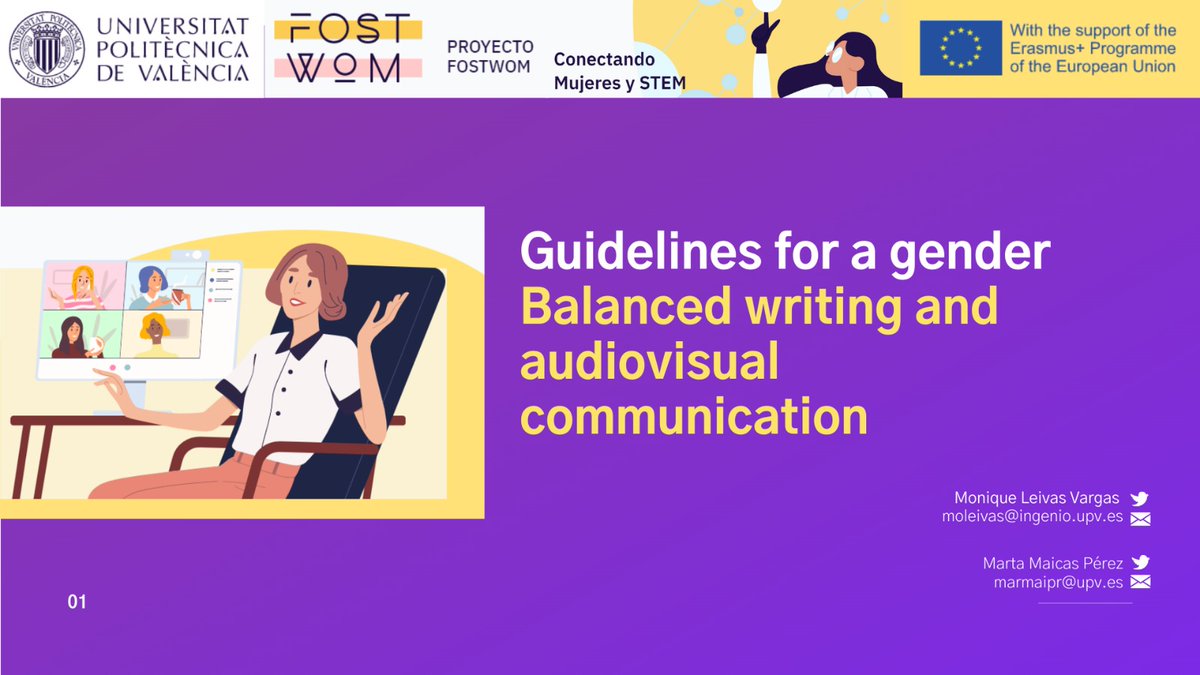 Esta tarde, las investigadoras de <a href="/Ingenio_CsicUpv/">INGENIO (CSIC-UPV)</a>, Monique Leivas y Marta Maicas, imparten un seminario titulado: "Guidelines for a gender balanced writing and audiovisual communication: how to move towards more inclusive MOOCs".

⏰15:00