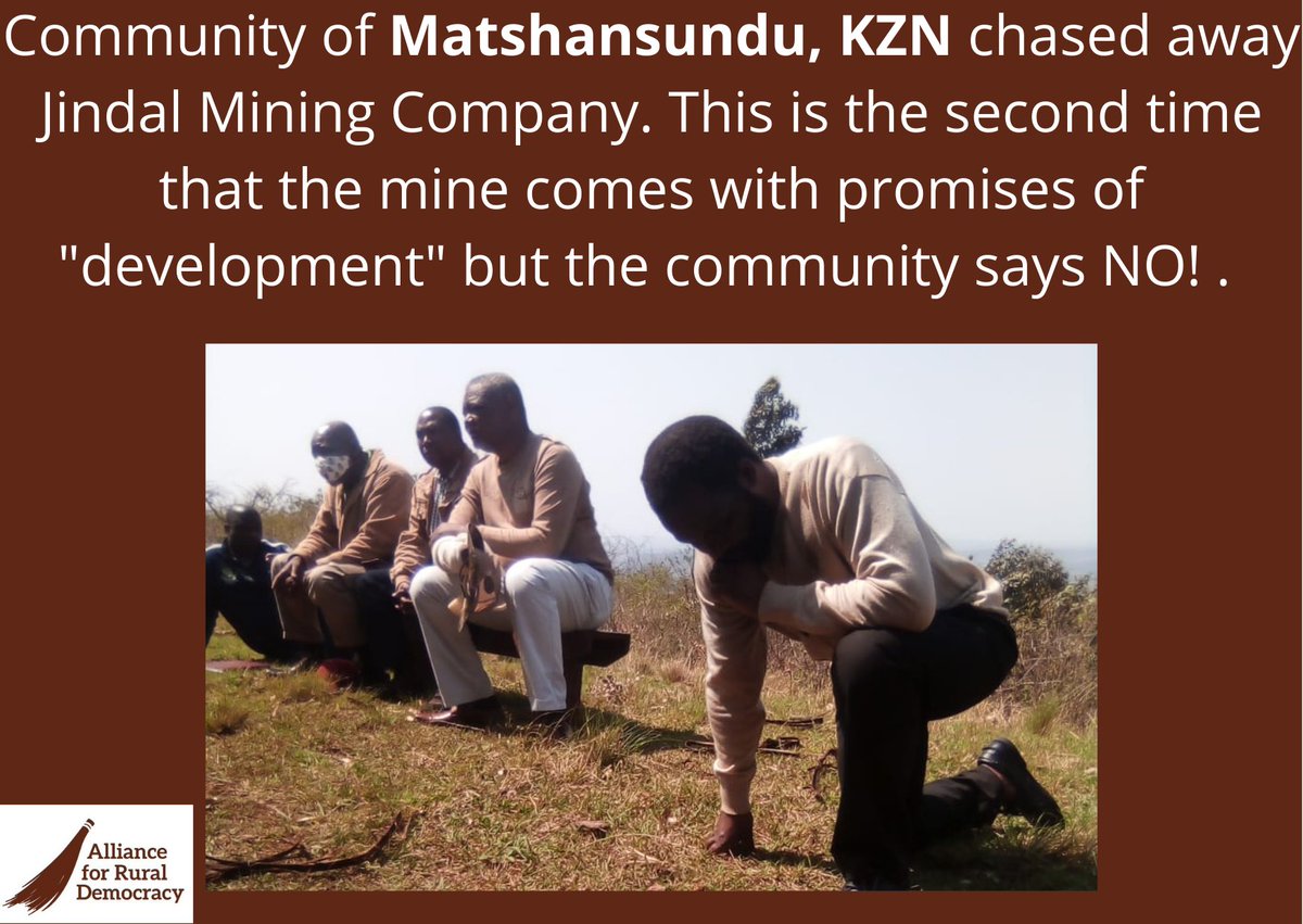 Over the weekend, Matshansundu community raised their voices against Jindal Mining Company. The mine has attempted to divide community and introduce mining without observing customary law processes for disposing land rights under IPILRA. 

Reported by Mbhekiseni Mavuso, KZN ARD