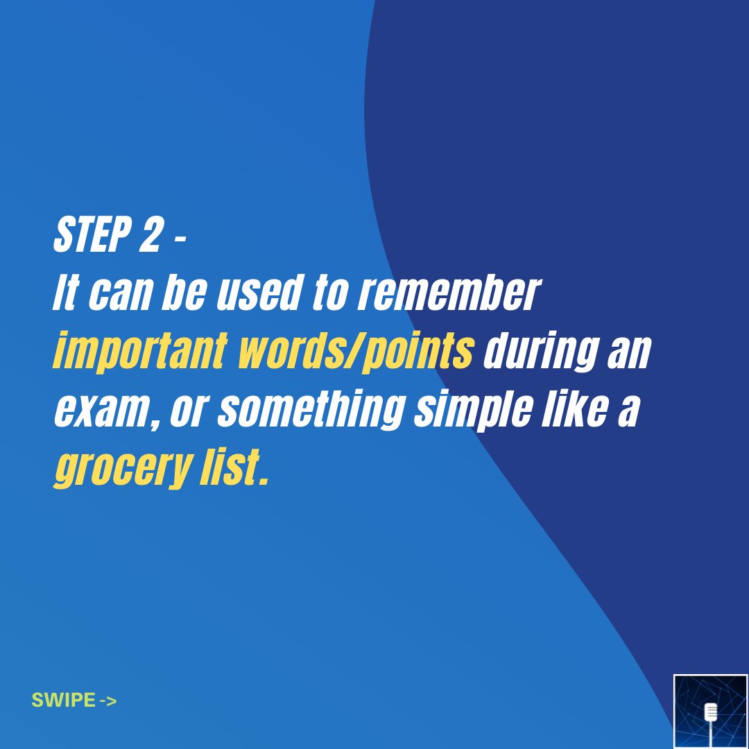 student_nexus's tweet photo. How to Memorize Faster #8
Mnemonic Peg System!
Swipe!
Try it out and let us know if it worked!!

#TSSN #education #studentsplatform #tuesdaythoughts #newseries #howtomemorizefaster #mnemonic #studentsuccess https://t.co/PUrQpeDAy3