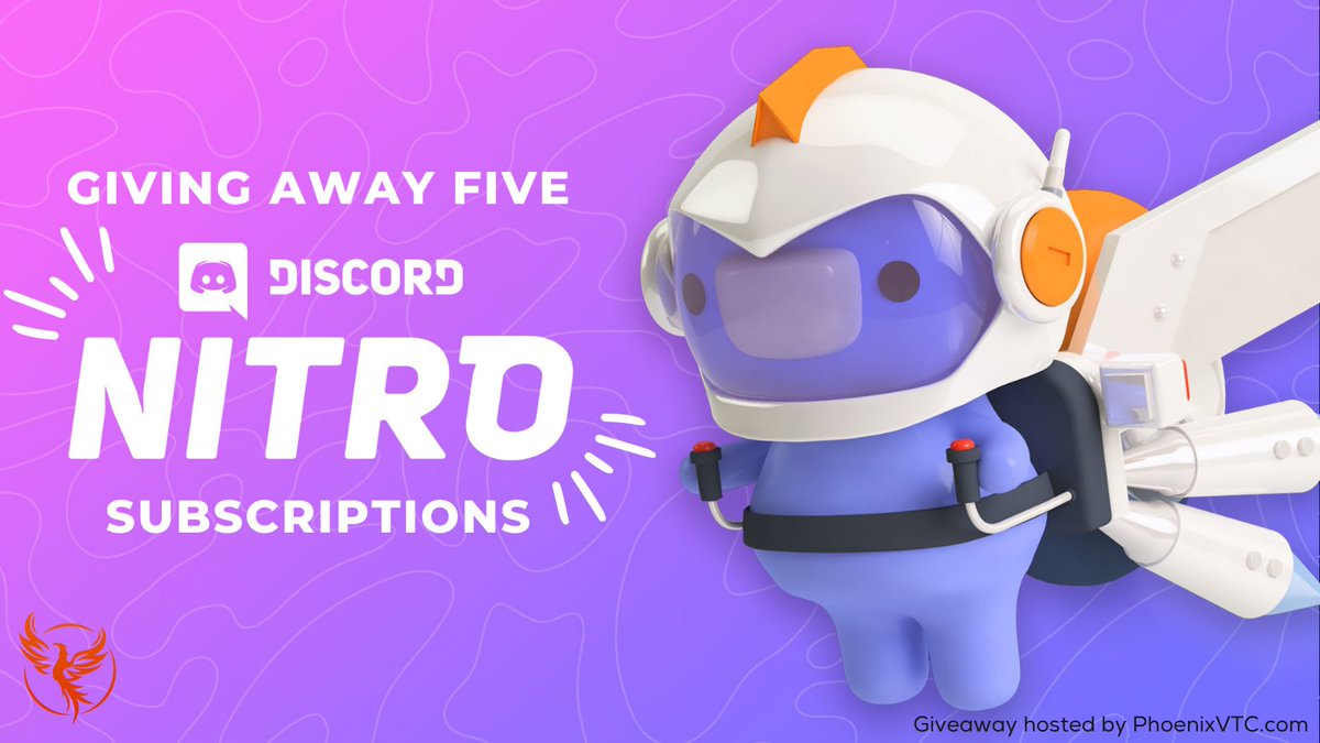 PhoenixVTC's tweet image. Did someone say free Discord Nitro? That's right! We're giving away five Nitro subscriptions to celebrate 500 Discord members.

We are giving away three Nitro subscriptions at discord.gg/PhoenixVTC

And on Twitter, simply retweet this Tweet for a chance to win Nitro Classic!