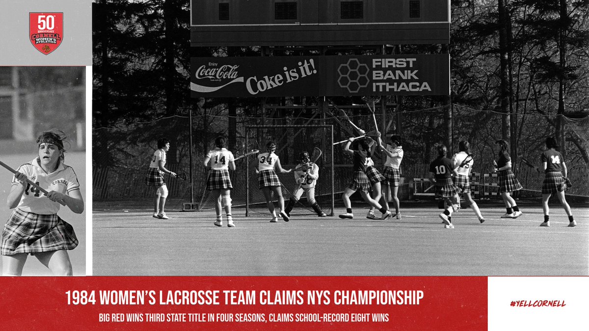 WOMEN’S 50th | Current women’s lacrosse coach Jenny Graap ‘86 helps the Big Red claim its third New York state championship in four years, setting a school record of eight wins en route to its title in 1984. #BigRedW50th #YellCornell https://t.co/K9mIFIB0MZ