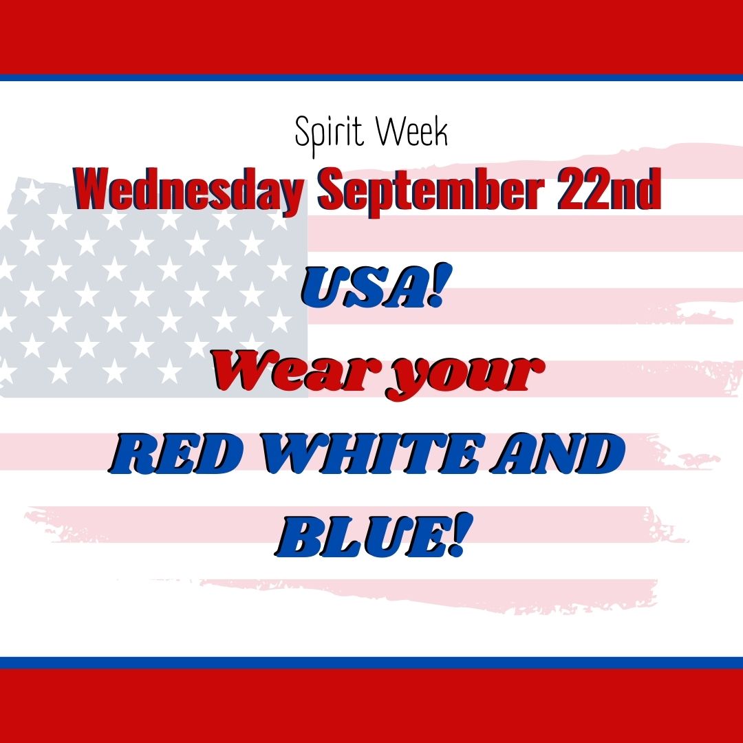 Tomorrow’s spirit day is USA! Come to school in your red white and blue 🔴⚪️🔵! #ginwvikings