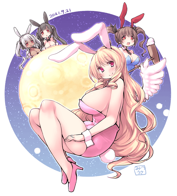 十五夜といえばうさぎ🐰 つまりバニーさんですね! #創作 