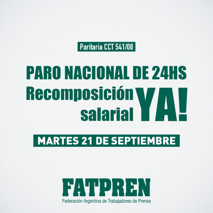 CGIPopular's tweet photo. Hoy hay #ParoFatpren porque ADIRA, la cámara que nuclea a los empresarios de diarios y revistas, quiere que trabajadoras y trabajadores de prensa sigamos con salarios por debajo de la canasta básica, falta a las audiencias del @MinTrabajoAR y ofrece migajas. https://t.co/okdjx3Ns8A