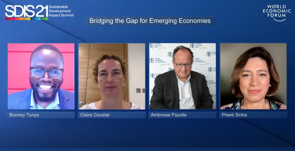 SDIPfinanceSDGs's tweet photo. The $3.7 trillion #financing gap for achieving the #SDGs is the 'elephant in the room'. How do we go about getting solutions faster? - @BonneyTunya poses a bold question to our expert panellists at #SDIS21 @wef Watch now to hear their answers: https://t.co/1XkNIi0hRp https://t.co/wdRiDVnC5I