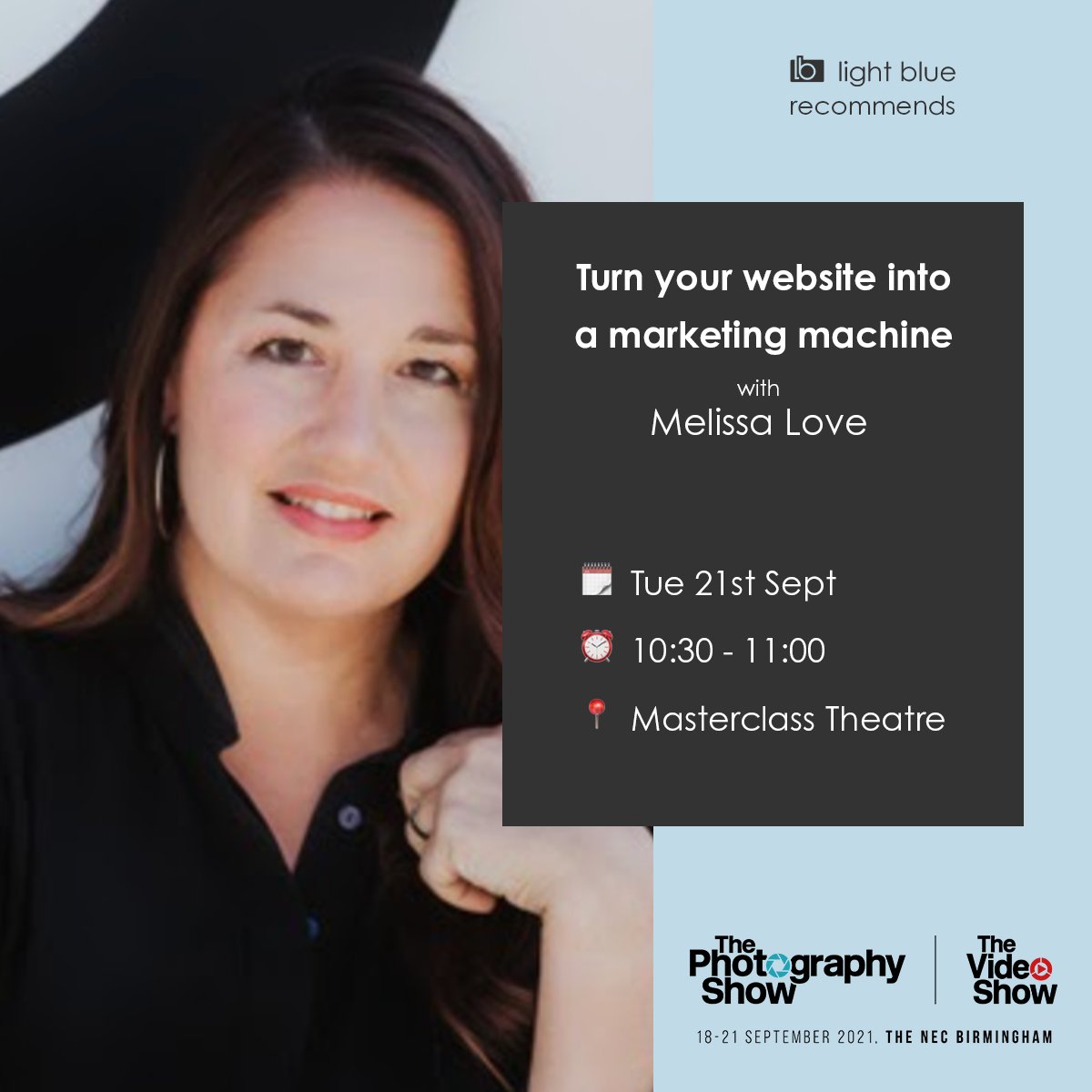 LightBlueTweets's tweet image. ⏰ 30 mins until Melissa Love's talk @ukphotoshow.
Go check it out if you're here! -Ian
📍Masterclass Theatre #UKPhotoShow #UKVideoShow