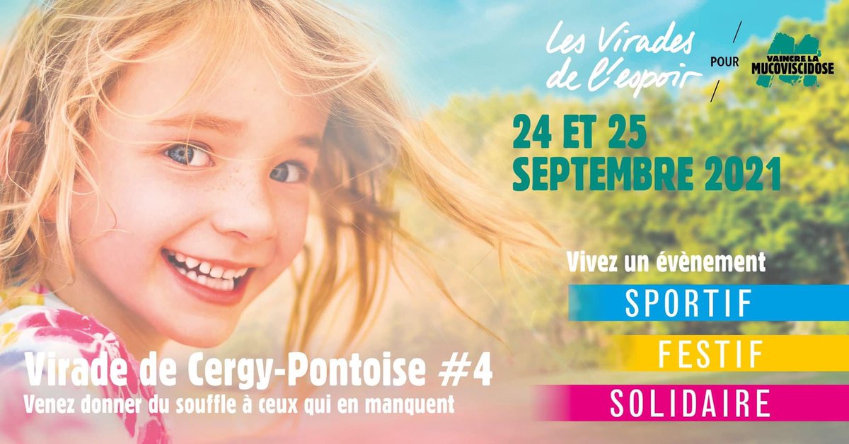 💪Participez à la Virade de Cergy-Pontoise pour donner les moyens à <a href="/vaincrelamuco/">Vaincre la Muco #SAM2025</a> de poursuivre son combat !
📍 RDV samedi 25/09 à <a href="/courdimanche_/">Courdimanche</a> pour aider à collecter des fonds qui seront reversés à l'association.
🔗 Consultez le programme : cergy.fr/notre-ville/re…