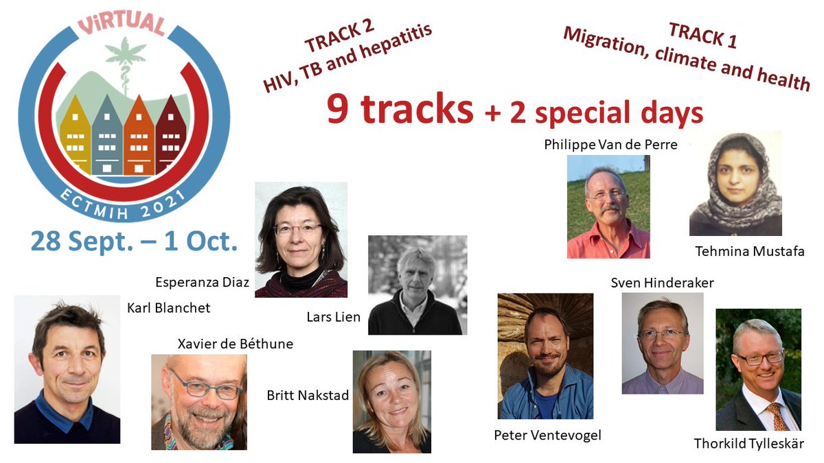 ECTMIH2021 (@ectmih2021) on Twitter photo #ECTMIH2021 Track 1. Migration, climate and health and Track 2. HIV, TB and hepatitis with many great speakers and contributors including <a href="/VentevogelPeter/">Peter Ventevogel</a> <a href="/TBexpert44/">Graham Bothamley</a>
Check out the web ectmih2021.no
Still time to register! #ECTMIH2021 Track 1. Migration, climate and health and Track 2. HIV, TB and hepatitis with many great speakers and contributors including <a href="/VentevogelPeter/">Peter Ventevogel</a> <a href="/TBexpert44/">Graham Bothamley</a>
Check out the web ectmih2021.no
Still time to register!