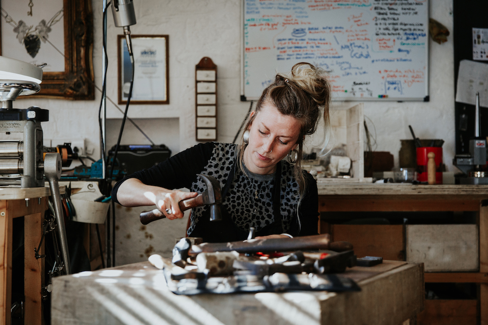 Stephanie Buddle, Heidi Warr &amp; Pauline Rook are featured, among other Guild members, in the exhibition at the Guild gallery, Venue 146.

Photograph: Julia Thompson, jewellery maker &amp; Guild member, at work in her studio, Venue 064.

A thread 1/3...