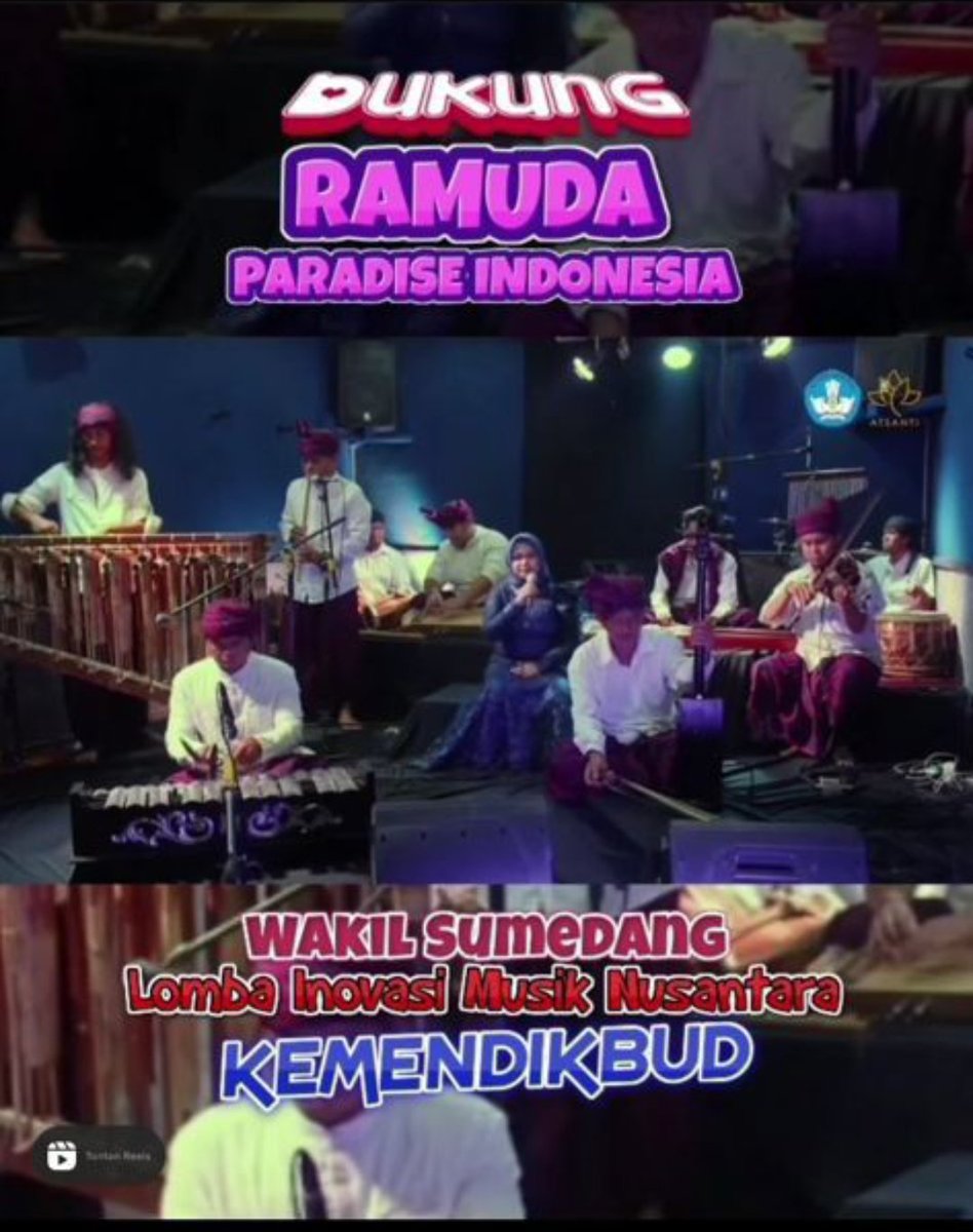 Yuk, kita dukung RAMUDA yang menjadi wakil Sumedang di ajang Lomba Inovasi Musik Nusantara (Limtara) 2021 Kemendikbudristek. Caranya tonton dari awal sampai akhir youtu.be/gE420Pww-5U lalu like & share untuk pemilihan juara favorit tingkat nasional