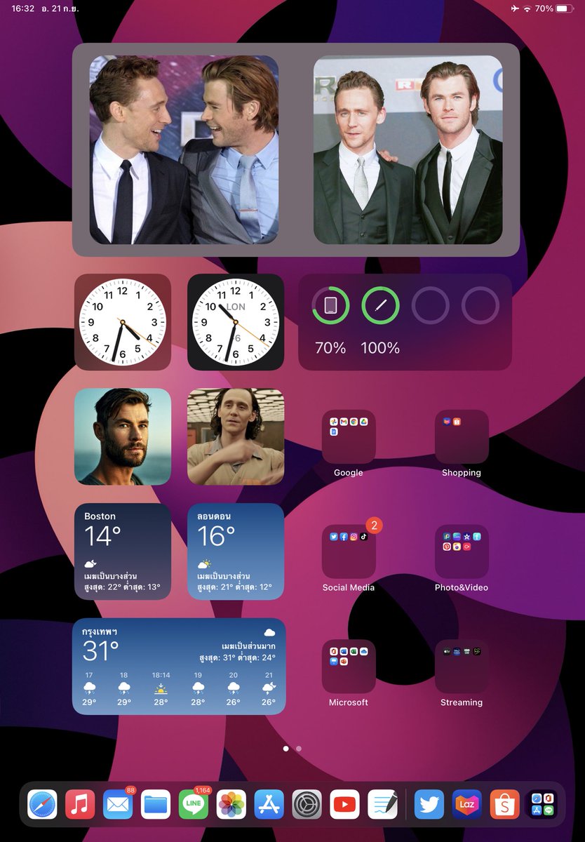 LoveCELoveTWH's tweet image. หน้าโฮมหน้าแรก เต็มไปด้วยวิดเจ็ดต่างๆ😆 #iOS15 #iOS15th