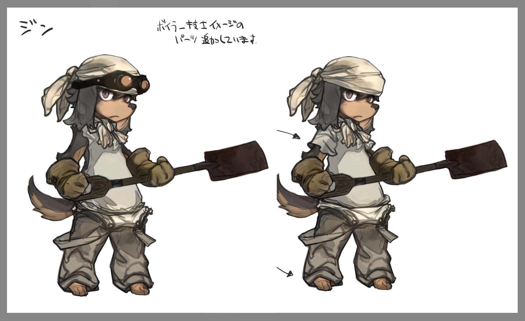 十べえ 初期バージョンのイラストはキャラ造りも兼ねながらですので バージョン差分が沢山あります ジンは工場の整備士ではなくボイラー技師の方向で考えていたころもありました T Co 1tbi8oyvli Twitter