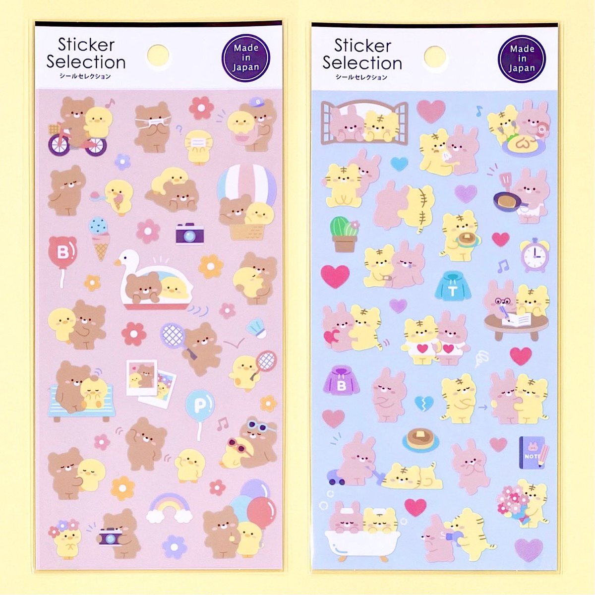 Gaia Co Ltd ふわふわのカップル に新柄が登場しました ラブラブな動物たちがとってもかわいいシールです 今回は クマとひよこのカップル とトラとうさぎのカップル です クマとひよこのカップルは楽しくおでかけ トラとうさぎ
