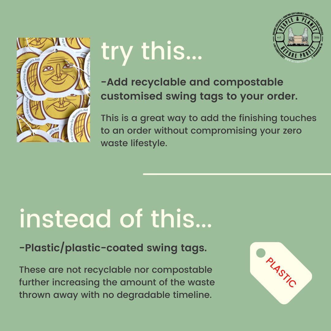 getagripstudio's tweet photo. Want to incorporate some zero-waste living alternatives in your next order?

Check out our recycled or organic cotton tote bags, compostable bagging and recycled/compostable customised swing tags when you next complete an order with us. 🧾🔖
#OrganicSeptember #sustianble https://t.co/4mznr0qpgn