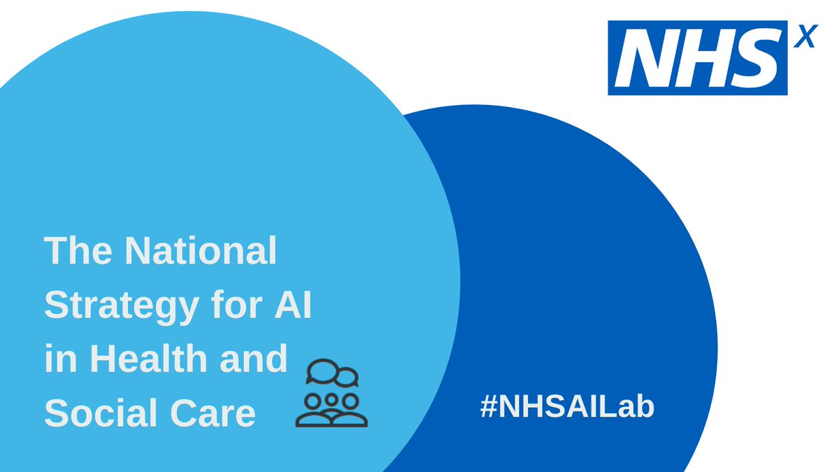 NHSTransform's tweet photo. Today we set out the vision and areas of focus for our AI Strategy for health and care. Help us shape the strategy by joining our AI Virtual Hub and feeding into our early draft. For information on how to get involved visit https://t.co/d84bNBKEF5
#AI https://t.co/xQtqKTzkgY