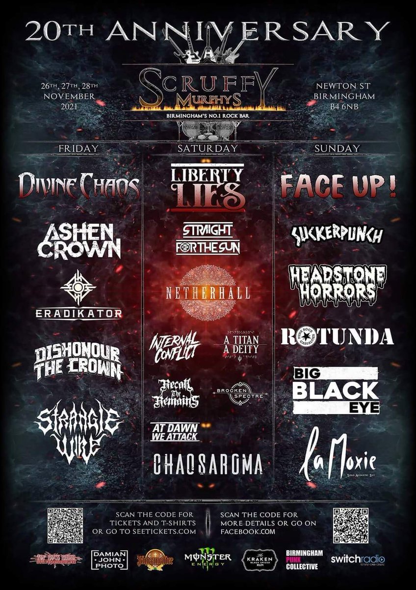 AshenCrown's tweet photo. Scruffy Murphys 20th Anniversary with our @DC_SOUNDATTACK bros @NetherhallUK and @RTRemains
Ticket Link: https://t.co/7mZjCnE8DW
@LondonStickCo
@VocalzoneHQ
@NewtoneStrings
#metal #deathmetal #brumdeathmetal #dcsoundattack #seenheardadvance https://t.co/JUk3lgbHXu