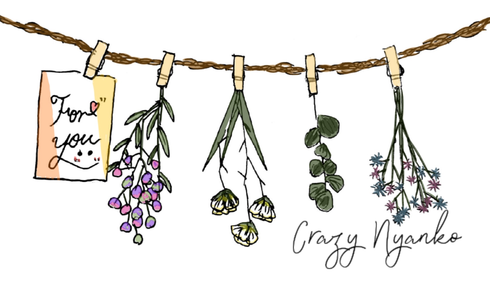 Crazy Nyanko クラフト雑貨 無料イラスト素材 手描きイラスト 花好きです こちらから無料ダウンロードもできます T Co Jkynpchxmq イラストを4枚貼ると秋風に乗って絵柄を好いてくれる人の元へ届くらしい 花 花好きさんと繋がりたい
