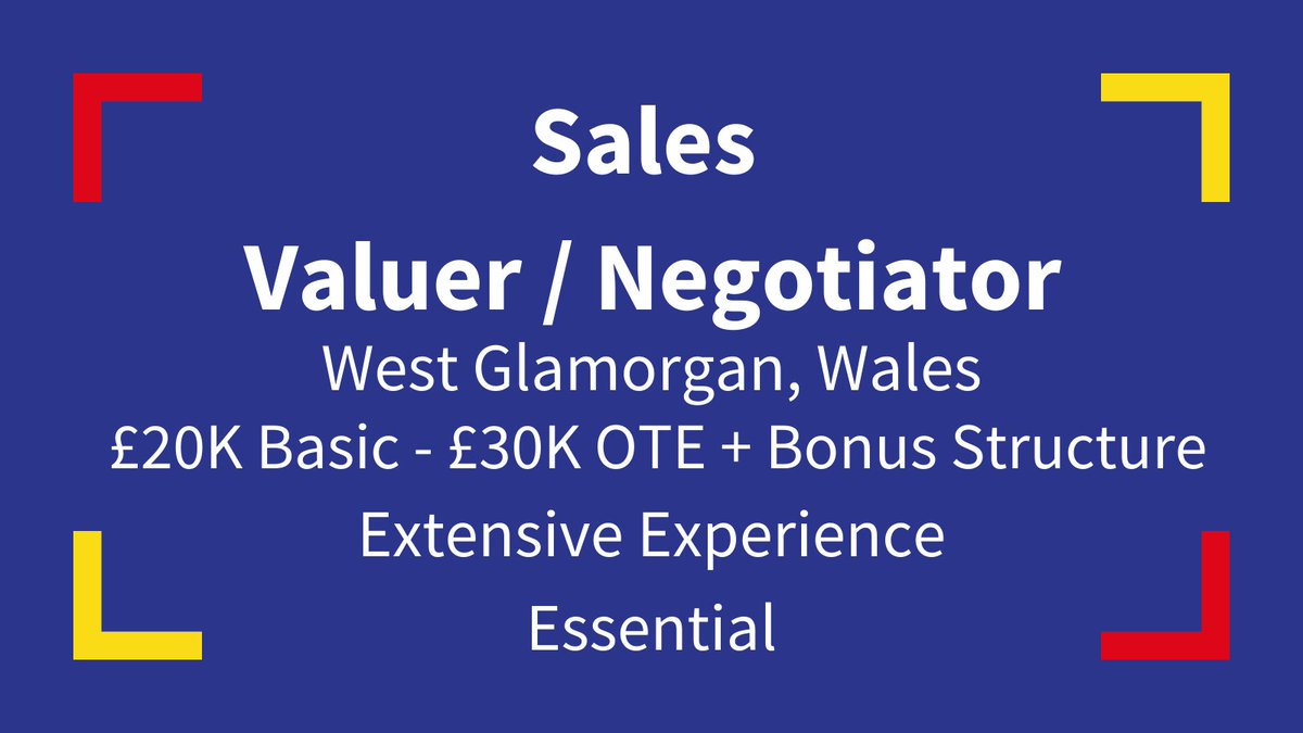 💡 NEW JOB 💡

💼 Sales Valuer / Negotiator
📍 West Glamorgan, Wales
💰 £20K Basic - £30K OTE

⭐ Generous Bonus Structure
❗ Extensive Experience Essential

For more information -
🌐ow.ly/mTZi50FYJyP
✉️katythompson@gcbrecruitment.co.uk 
📞01603 667 777

 #WalesCareers