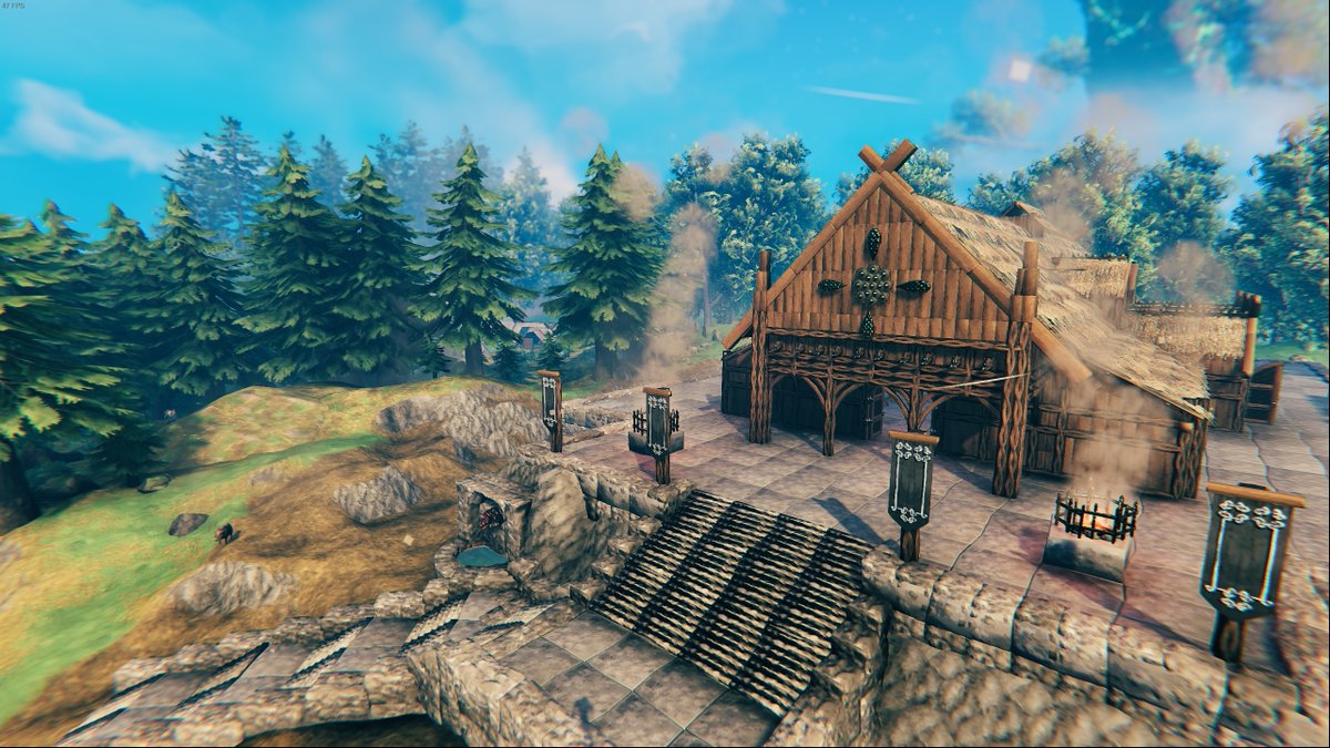 basement2dot0's tweet photo. @cottonballs902 &amp; The B2.0 crew have been playing a lot of Valheim recently and a masterpiece has been constructed! Enter, the Golden Hall of Edoras, of Rohan. From Lord of the Rings.

#valheim #games #videogames https://t.co/I2K9X54JCV