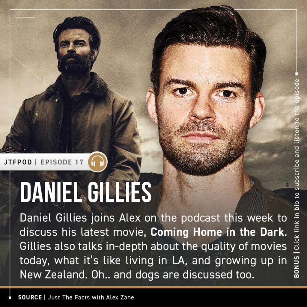A fascinating chat with the brilliant <a href="/danieljgillies/">DANIEL GILLIES</a> on today’s @JTFPod. Talking about his incredible performance in #cominghomeinthedark, the state of cinema today &amp; the pros and cons of owning a husky! Out now:
Apple: bit.ly/JustTheFactsWi…
Spotify: spoti.fi/3pmURDw