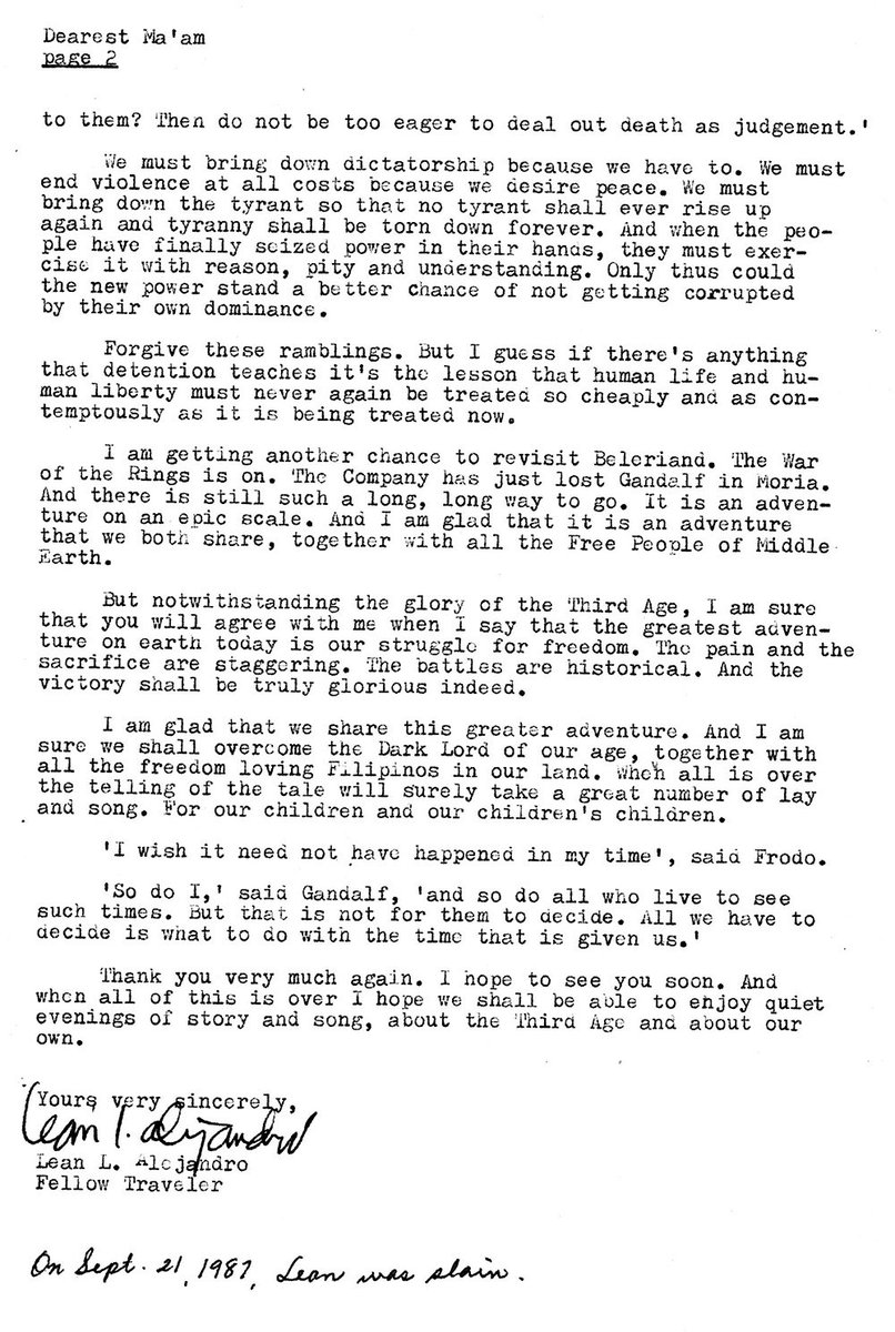 elijahcanlas_'s tweet photo. Lean Alejandro’s letter to Dr. Rita Estrada (1985) @bantayogbayani 

In dark times, I always find myself going back to this letter. #NeverAgain #NeverForget #NoToHistoricalRevisionism #RegisterToVote https://t.co/FRvsZw9Reu
