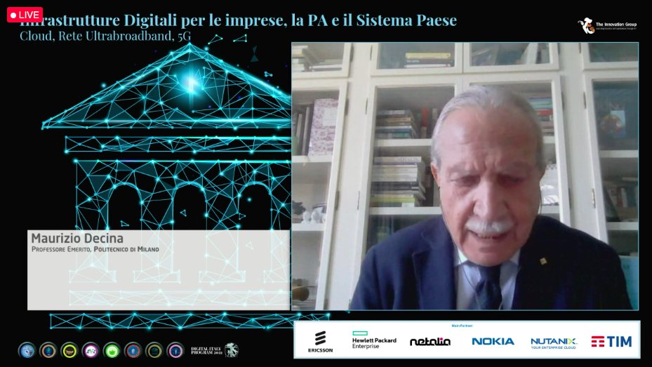 Il Piano “Italia a 1 Giga“ ha l'obiettivo di realizzare infrastrutture in banda ultra larga che garantiscano la connettività ad almeno 1 Gigabit/s sull’intero territorio nazionale entro il 2026

Maurizio Decina, Professore Emerito, <a href="/polimi/">Politecnico di Milano</a>

#TIGdigitaly