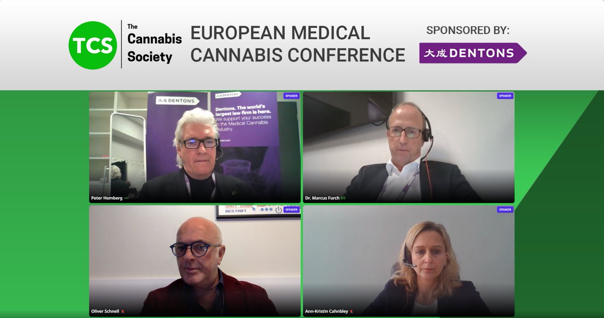 The ECA roundtable discussion is underway! Thank you to Peter Homberg, Dr. Marcus Furch, Oliver Schnell and Ann-Kristin Cahnbley for highlighting the objectives and benefits of the European Cannabis Association! 
#europeancannabisassociation #EUMedicalCon #thecannabissociety