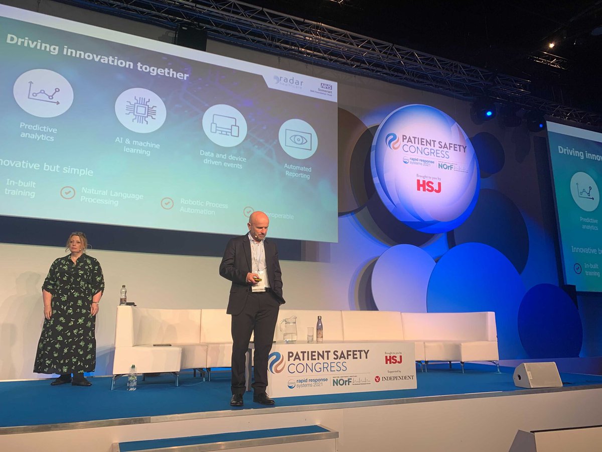 radarhealthcare's tweet photo. ...and we're live on stage! 🎙️ Are you watching our talk "Safety II in action: Spearheading a digital preventive approach to patient safety risks" in the Exchange Hall at the Patient Safety Congress?

#hsjpatientsafety #PatientSafetyCongress https://t.co/EofYvGuQIY