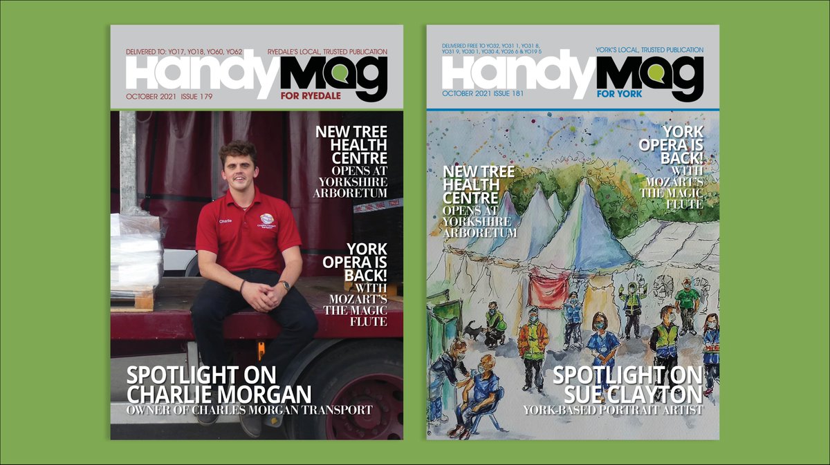 Handy Mag (@handymag) on Twitter photo In our October 2021 editionsโฆ
๐ Spotlight On: Charlie Morgan, Charles Morgan Transport
๐ณ New Tree Health Centre at <a href="/YorksArboretum/">Yorkshire Arboretum</a>
๐ผ <a href="/yorkopera/">yorkopera</a> Is Back! With Mozart's #TheMagicFlute
๐จ Spotlight On: <a href="/sueclaytonart/">SueClayton</a>, York-Based Portrait Artist In our October 2021 editionsโฆ
๐ Spotlight On: Charlie Morgan, Charles Morgan Transport
๐ณ New Tree Health Centre at <a href="/YorksArboretum/">Yorkshire Arboretum</a>
๐ผ <a href="/yorkopera/">yorkopera</a> Is Back! With Mozart's #TheMagicFlute
๐จ Spotlight On: <a href="/sueclaytonart/">SueClayton</a>, York-Based Portrait Artist