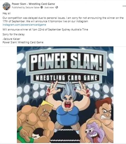 Hey all 

Our competition was delayed due to personal issues. I am sorry for not announcing the winner on the 17th of September. We will announce it tomorrow live on our instagram instagram.com/powerslamcardg…

Will announce winner at 1pm 22nd of September Sydney Australia Time

Sorry