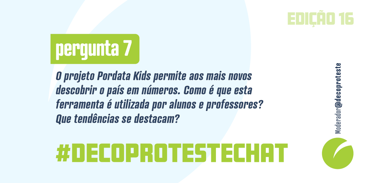 decoproteste's tweet photo. P7: O projeto Pordata Kids permite aos mais novos descobrir o país em números. Como é que esta ferramenta é utilizada por alunos e professores? Que tendências se destacam?
#decoprotestechat https://t.co/j9CgaTMNfs