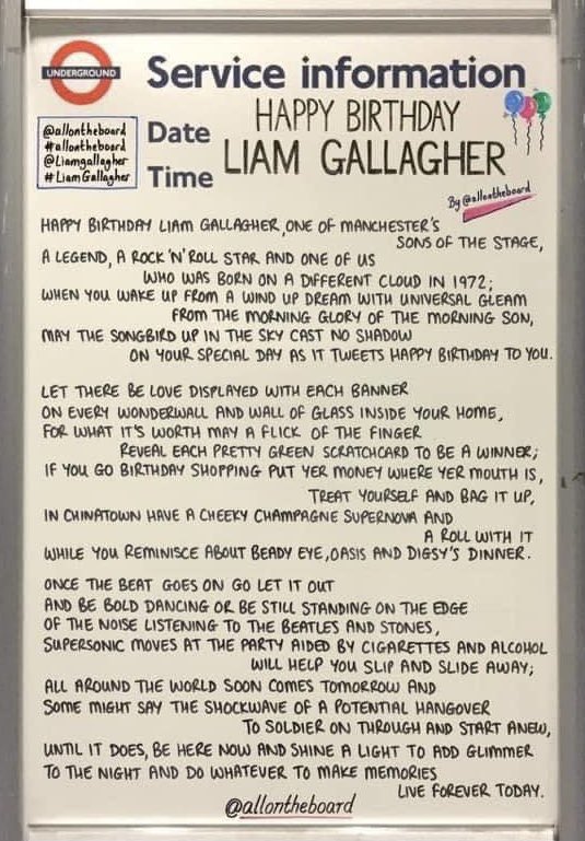 Happy 49th birthday to Liam Gallagher. If you are a fan then you will appreciate how brilliant this is. 