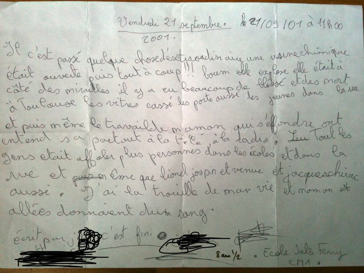 pascaleconte's tweet image. #Toulouse #mémoire #AZF Chacun s’en souvient comme si c’était hier… Jo avait 8 ans et elle a écrit ce texte d’un trait… Le lendemain le téléphone sonnait en provenance du monde entier… On a pu mesurer l’ampleur de la catastrophe… ❤️‍🩹