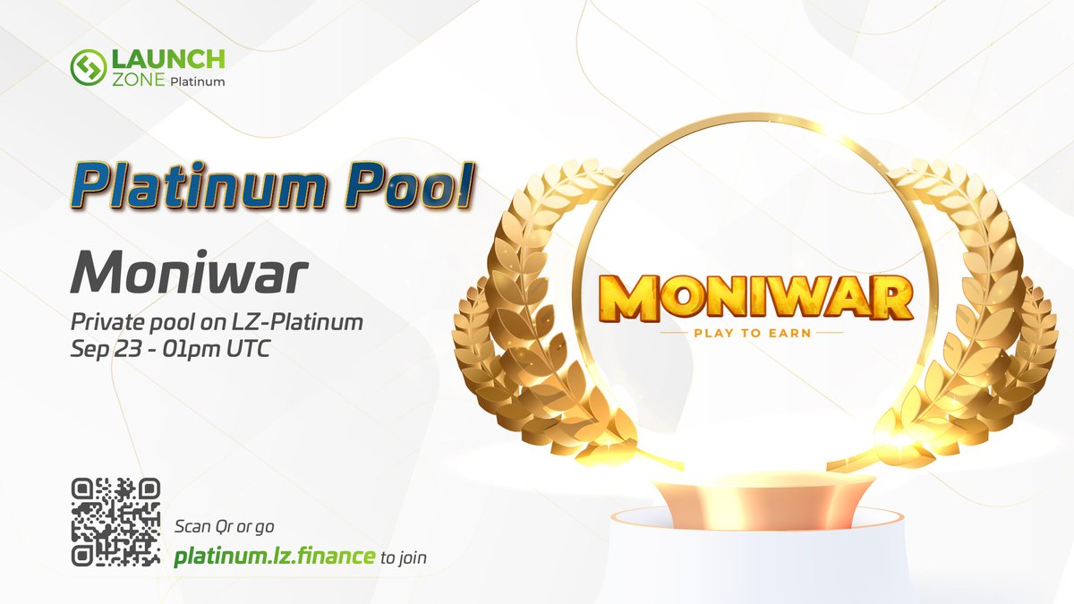 🎯 Exclusive deal for LZ PLATINUM MEMBERS on #LZPad  ❗

♨️ #MONIWAR private pool will be open at 1PM UTC on 23/09/2021

✅ BUSD BEP20
✅ Max allocation: $50k
✅ Price: $0.02
✅ Vesting: 5% on TGE, 6% monthly unlock after 1 month cliff
👉 Link to join: docs.lz.finance/how-to-lock-lz…