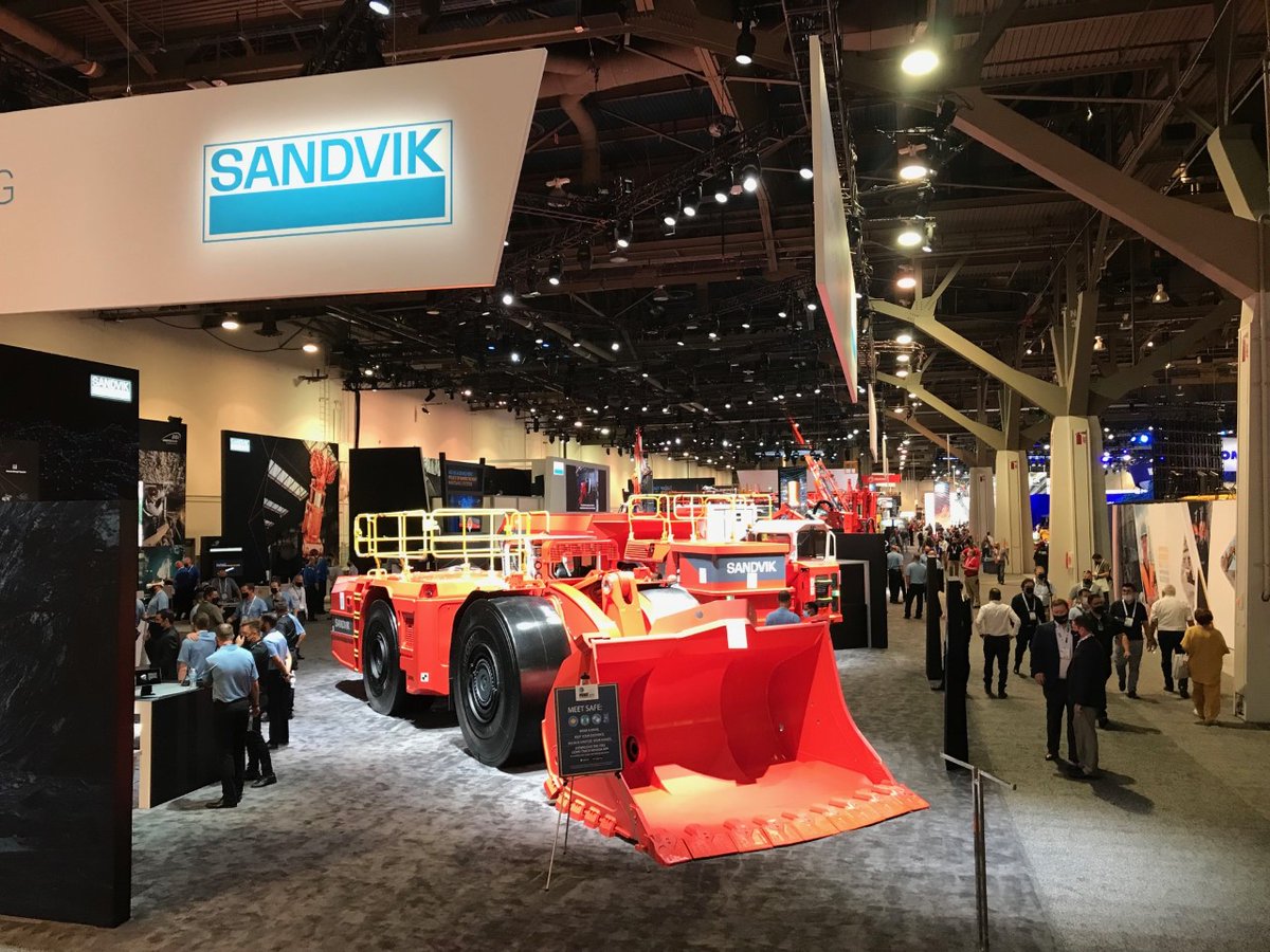 im_mining's tweet photo. A main focus of its stand at @MINExpo2021 last week, @Sandvik_Mining foresees strong momentum for #electricmining equipment over the coming decade & anticipates that it could account for more than half of its equipment sales in underground mining by 2030 https://t.co/kjbTDekWRc https://t.co/08OtiXhftl