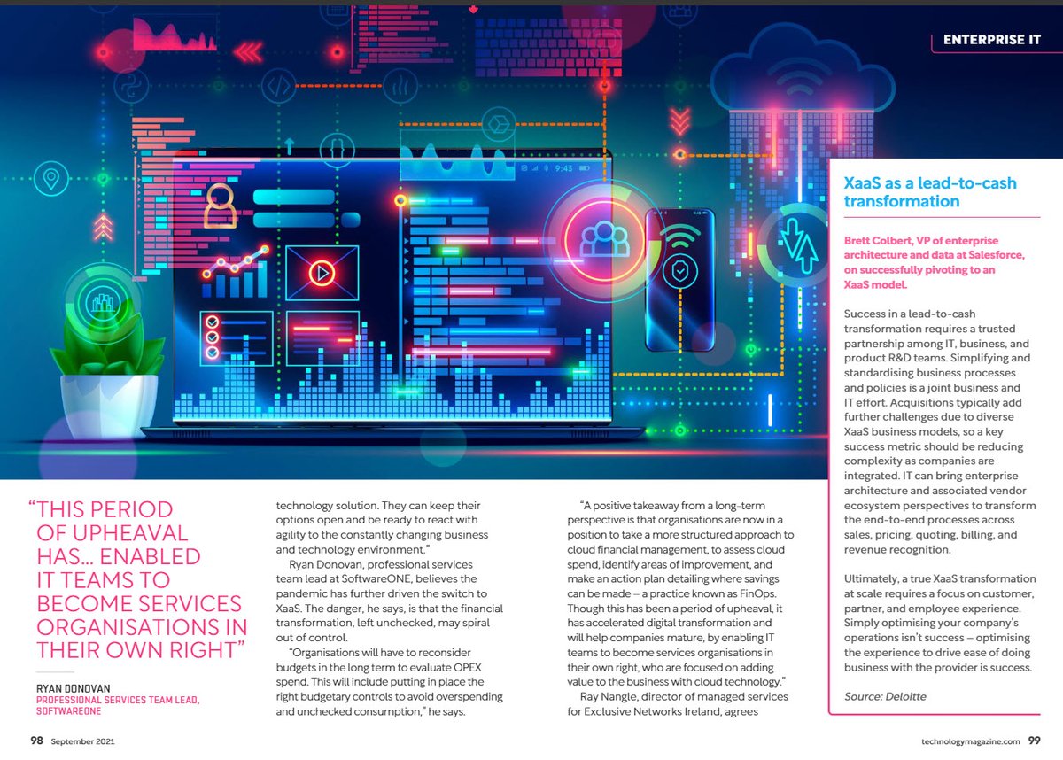 SoftwareONEuk's tweet image. SoftwareONE Professional Services Team Lead, Ryan Donovan shares his views with Technology Magazine on the trend of XaaS - or everything as a service and how FinOps fits into this. (Page 98/99)

#Softwareone #RyanDonovan #TechnologyMagazine #Xaas #SoftwareasaService #NewsFeature