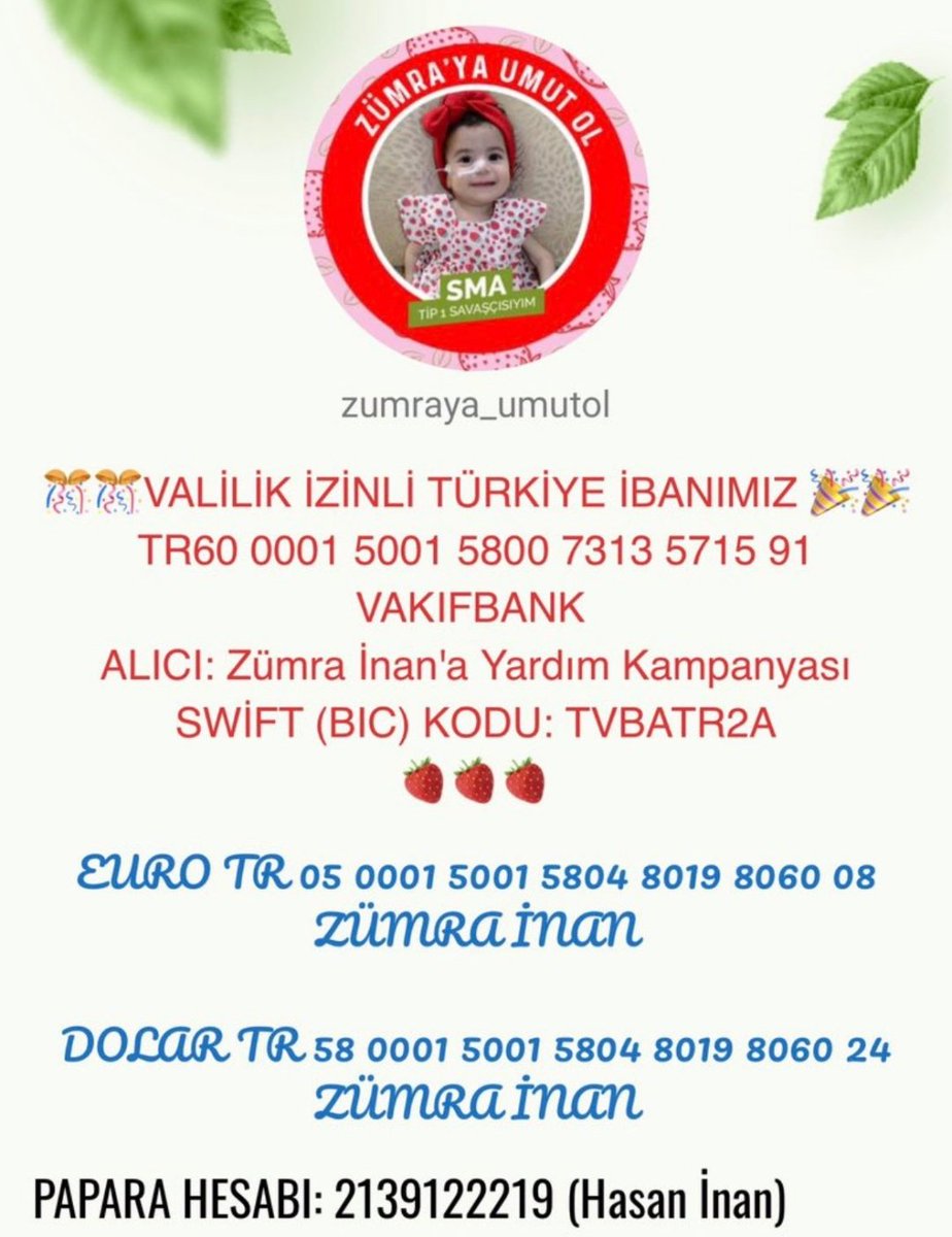 Ah çocuklar nasıl boynumuz bükük size karşı... 

Destek olmak için 

TR37 0001 5001 5800 7312 2605 65 - VAKIF BANK
Alıcı:ZÜMRA İNAN
Açıklama:ZÜMRA İNAN

Zümraya HayatVer
Zümraya HayatVer