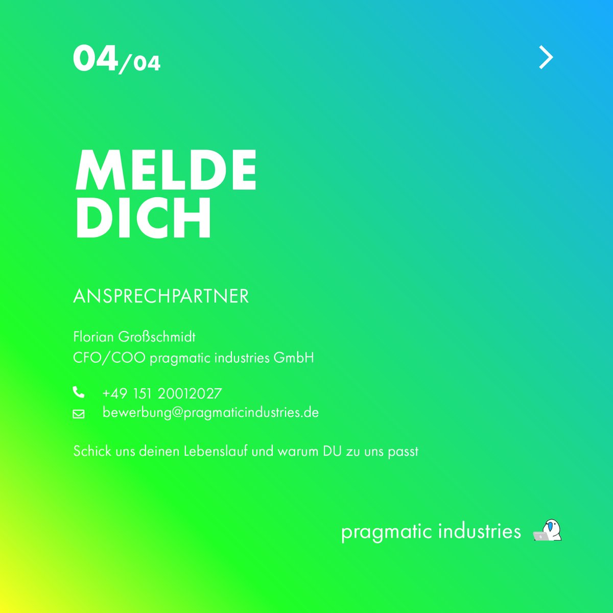 pragmaticindustries (@pragmaticindus1) on Twitter photo Wir suchen DICH - endlich kannst du Teil des #bestenteams werden! Und zwar als Softwareentwickler/in. Du hast Bock auf coole Kunden, spannende Projekte und ein witziges Team?
Schicke deine Bewerbung ganz einfach an
bewerbung@pragmaticindustries.de Wir suchen DICH - endlich kannst du Teil des #bestenteams werden! Und zwar als Softwareentwickler/in. Du hast Bock auf coole Kunden, spannende Projekte und ein witziges Team?
Schicke deine Bewerbung ganz einfach an
bewerbung@pragmaticindustries.de