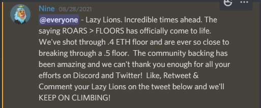 Gee__Gazza's tweet image. When people say DYOR, I actually do it (most of the time).

I saw the Lion hype and swerved.  Why?

These are &quot;Announcements&quot; on the @LazyLionsNFT discord.