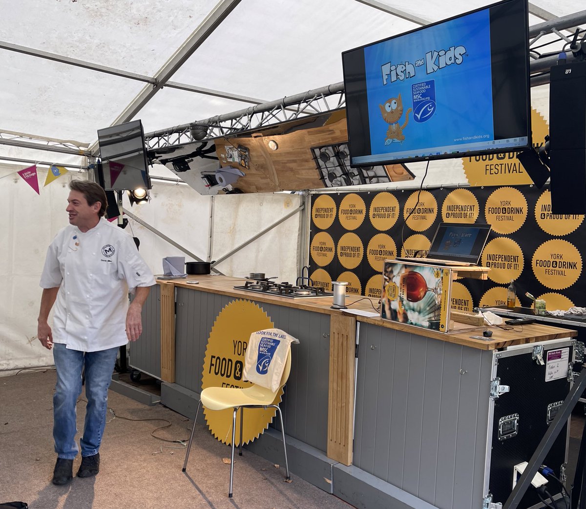 Did you know we run a schools program? This year we have over 1200 children attending workshops! Here’s David from <a href="/MillersHaxby/">Millers Fish & Chips</a> delivering a workshop for us!