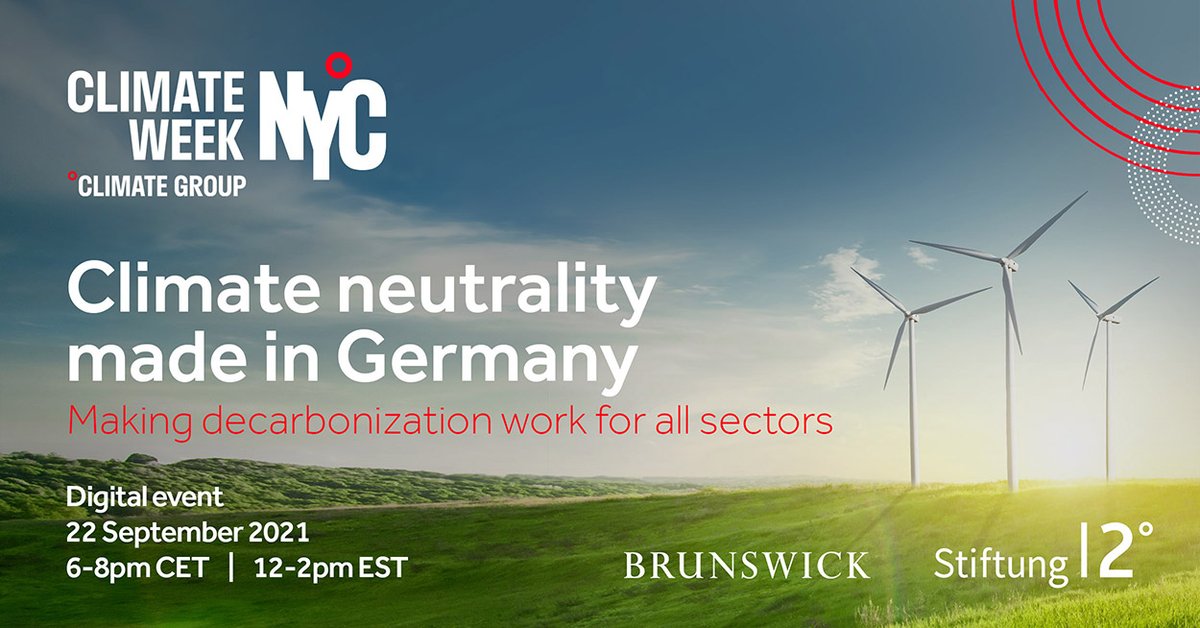 Join our digital #ClimateWeekNYC event tomorrow, Sep 22, 6-8 pm CET with German top of class member companies of @Stiftung2Grad who take ambitious #ClimateAction. The #RaceToZero is on! Read more: bit.ly/3tXWzxg 
@Germanwatch @adelphi_berlin @SvenjaSchulze68 @topnigel