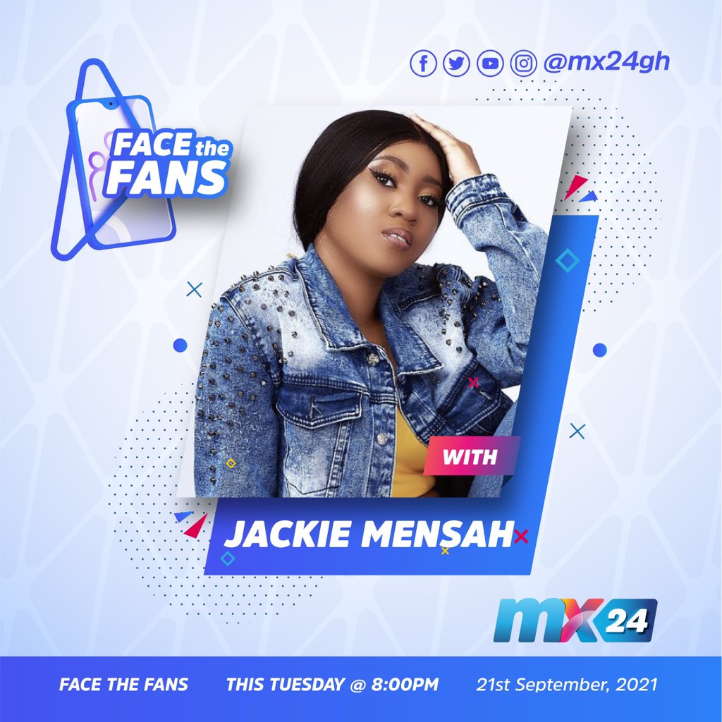 mx24gh's tweet photo. Tonight on #Facethefans, TikTok sensation @mensah_jackline gets to answer all your questions about her life, growing up, career and more. Don’t miss it. 

Scan your DVB-T2 Compatible TV or Multi TV Decoder to MX24 for more fun content.

#mx24gh #funfearlessfactual #jacklinemensah https://t.co/XuKIaGgTOU