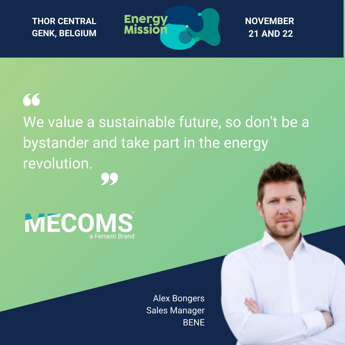 MECOMS's tweet photo. Meet our sales manager Alex at Energy Mission in Genk! He loves to share MECOMS insights about a climate-neutral continent. Register now!

✔️ Registration and information here: https://t.co/pjPYi20Yun

#energymission #carbonneutral #energyandutilities #MECOMS https://t.co/hIcDNj3xWn
