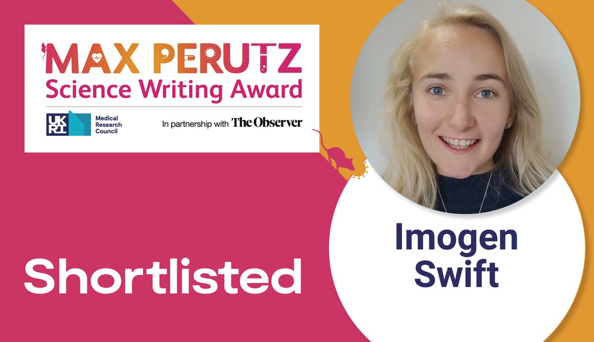 UK Dementia Research Institute (@ukdri) on Twitter photo Congratulations to Imogen Swift, <a href="/The_MRC/">Medical Research Council</a> PhD student, UK DRI at UCL, shortlisted for #MaxP21 Science Writing Award for her article🎊
It’s in the blood: the race to treat frontotemporal dementia.
Winner to be announced on 21 Oct - will win £1500 & have article in <a href="/ObserverUK/">The Observer</a> Congratulations to Imogen Swift, <a href="/The_MRC/">Medical Research Council</a> PhD student, UK DRI at UCL, shortlisted for #MaxP21 Science Writing Award for her article🎊
It’s in the blood: the race to treat frontotemporal dementia.
Winner to be announced on 21 Oct - will win £1500 & have article in <a href="/ObserverUK/">The Observer</a>